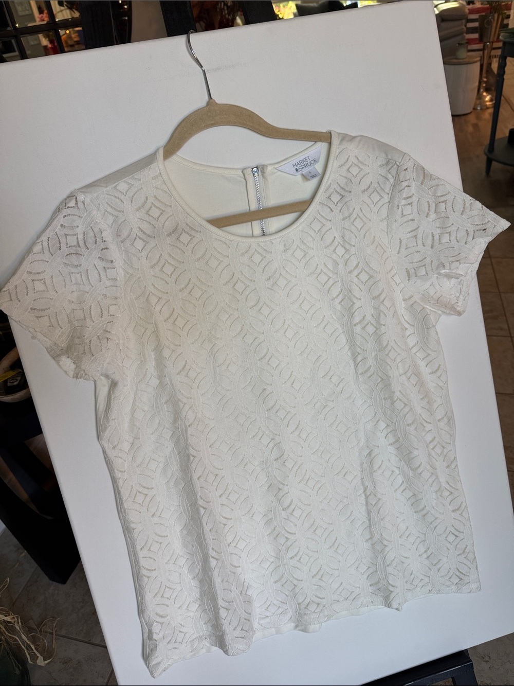 Market & Spruce White Lace Short Sleeve Blouse Elegant short sleeve blouse NWT